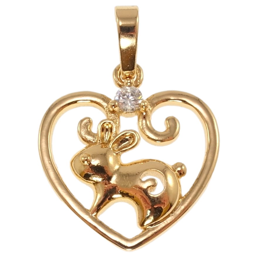 Кулон Xuping Позолота 18K Сердце Знак Восточного Зодиака Кролик для цепочки до 6мм фото №1 Кулон Xuping Позолота 18K Сердце Знак Восточного Зодиака Кролик для цепочки до 6мм фото №1