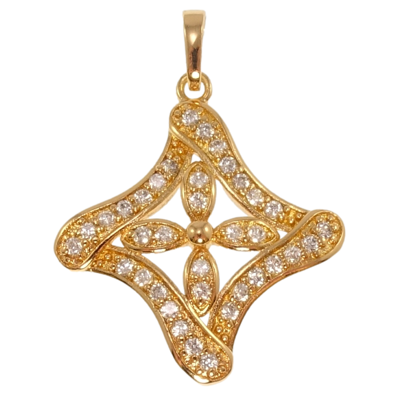 Кулон Xuping Позолота 18K Цветочный орнамент с цирконием для цепочки до 5мм фото №2