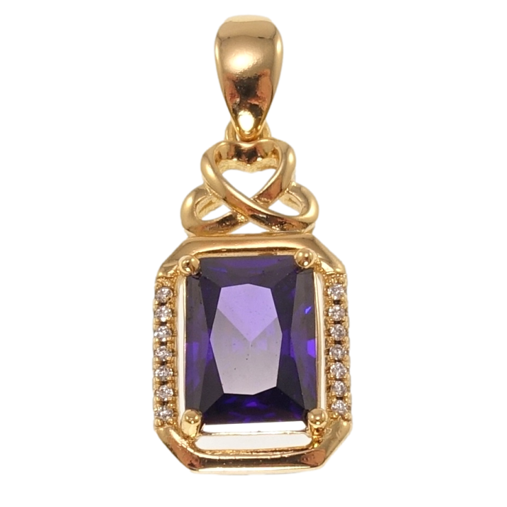 Кулон Xuping Позолота 18K Сиреневый фианит в оправе с цирконием для цепочки до 3мм фото №5 Кулон Xuping Позолота 18K Сиреневый фианит в оправе с цирконием для цепочки до 3мм фото №5