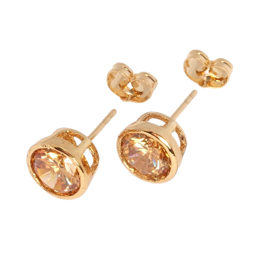 Серьги Xuping Позолота 18K пусеты Песочный фианит в ободковой оправе ø 9мм фото №1 Серьги Xuping Позолота 18K пусеты Песочный фианит в ободковой оправе ø 9мм фото №1