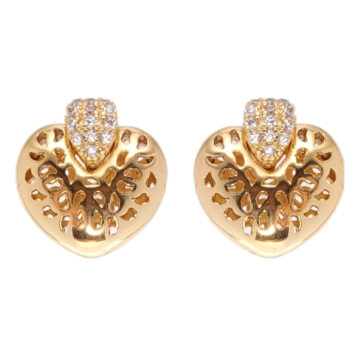 Серьги Xuping Позолота 18K пусеты Резные сердечки фото №13