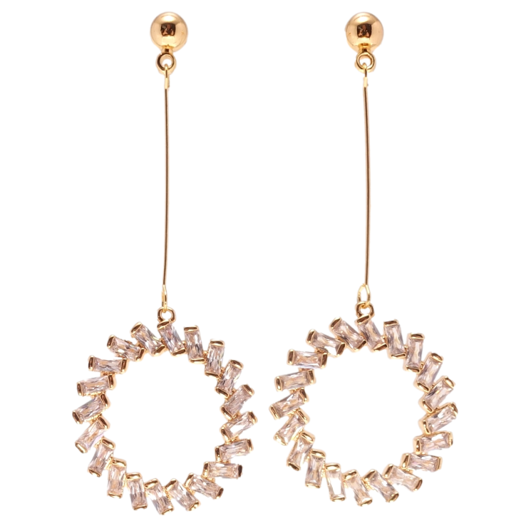 Серьги Xuping Позолота 18K пусеты Кольца с фианитами фото №12