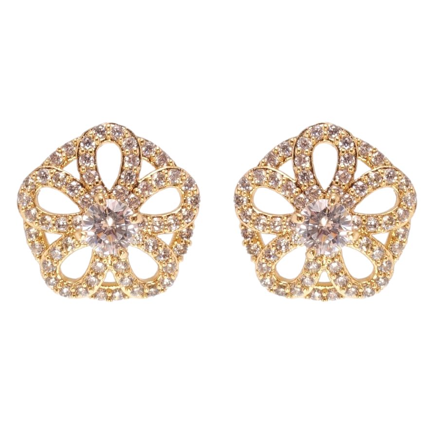 Серьги Xuping Позолота 18K пусеты Цветочки с инкрустацией цирконием фото №1 Серьги Xuping Позолота 18K пусеты Цветочки с инкрустацией цирконием фото №1
