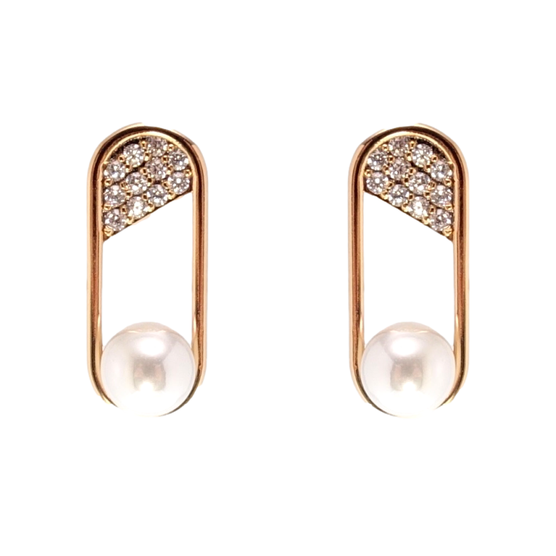 Серьги Xuping Позолота 18K пусеты Инкрустация цирконием с жемчугом фото №1