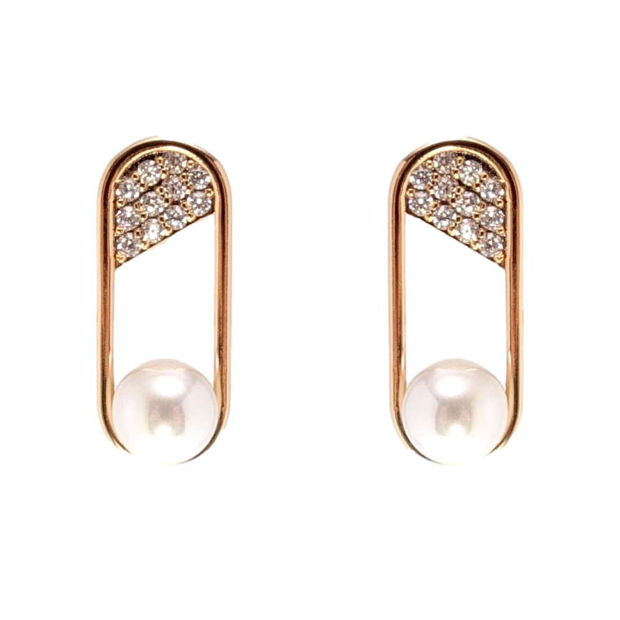 Сережки Xuping Позолота 18K пусети Інкрустація цирконієм з перлами фото №1