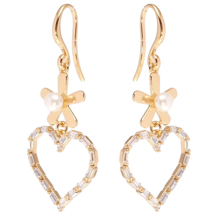 Серьги Xuping Позолота 18K подвески французский замок Цветочки с сердечками фото №10 Серьги Xuping Позолота 18K подвески французский замок Цветочки с сердечками фото №10