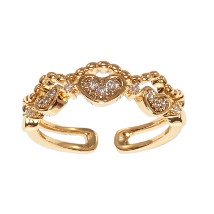 Кольцо Xuping Позолота 18K Сердечки фото №9 Кольцо Xuping Позолота 18K Сердечки фото №9