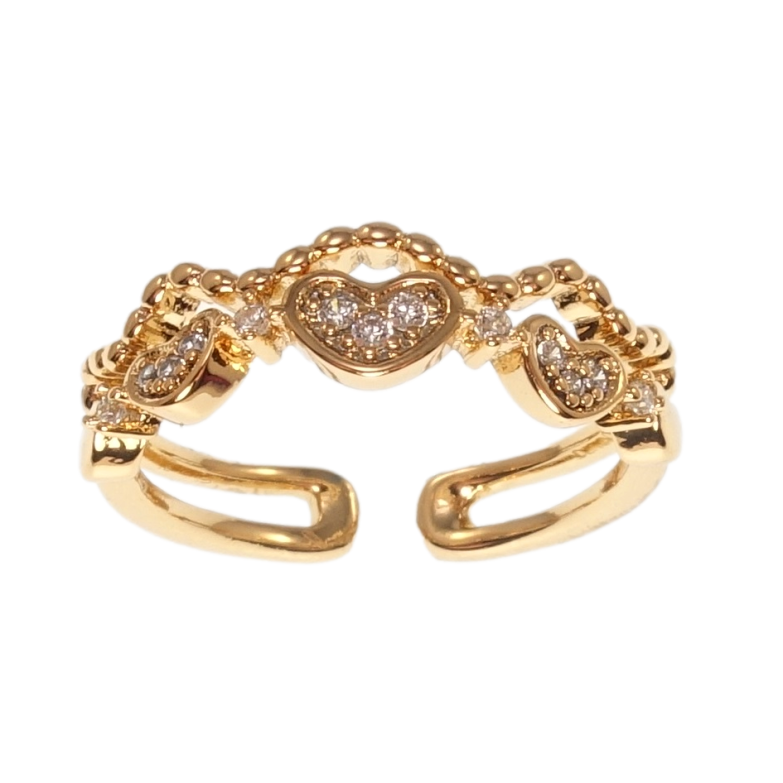 Кольцо Xuping Позолота 18K Сердечки фото №1