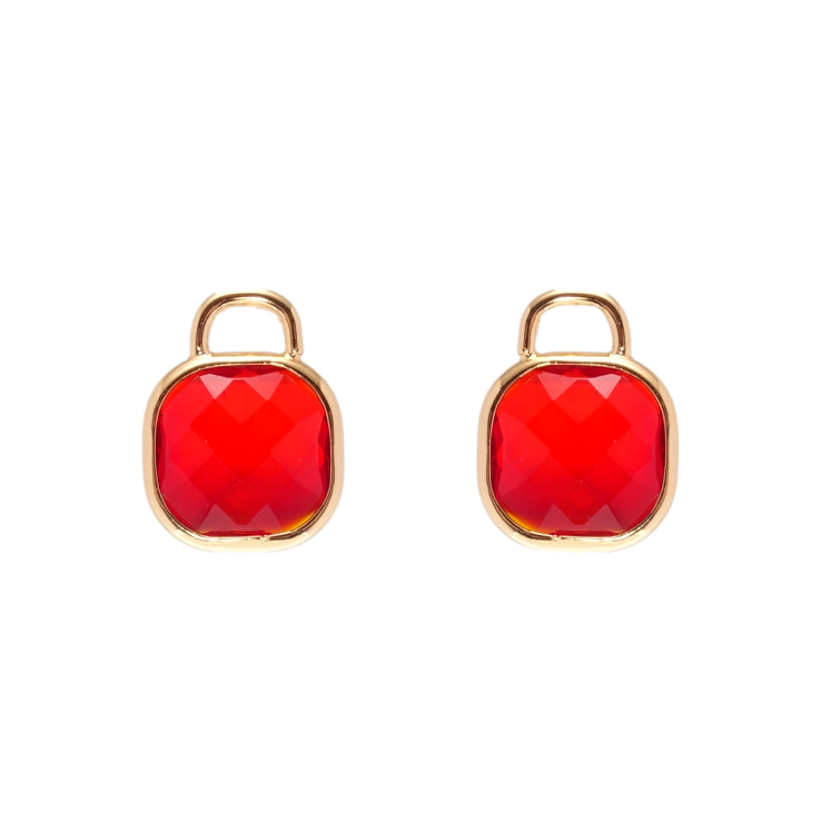 Серьги Xuping Позолота 18K пусеты Замочки красные фианиты фото №6