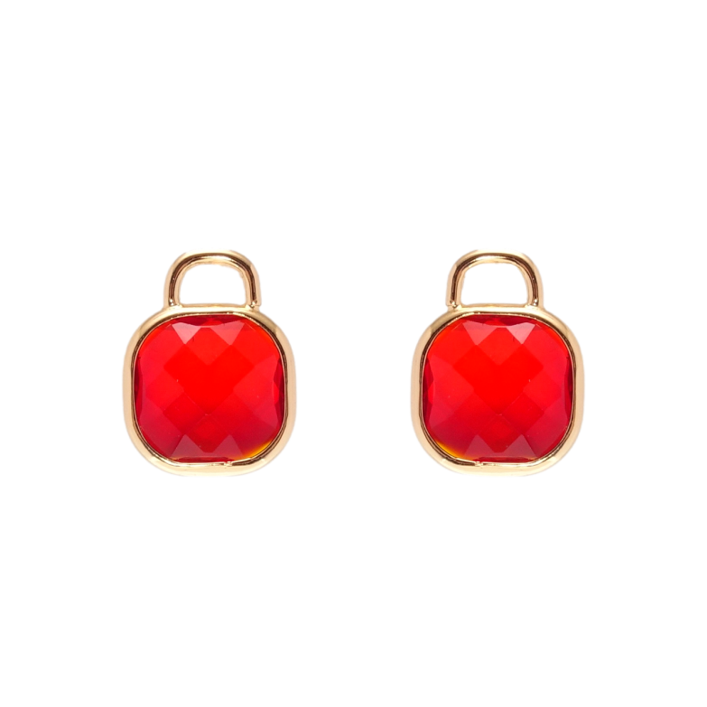 Серьги Xuping Позолота 18K пусеты Замочки красные фианиты фото №1 Серьги Xuping Позолота 18K пусеты Замочки красные фианиты фото №1