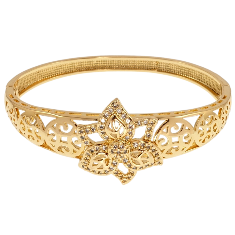 Браслет Xuping Позолота 18K Цветочный орнамент ø 6см фото №1 Браслет Xuping Позолота 18K Цветочный орнамент ø 6см фото №1