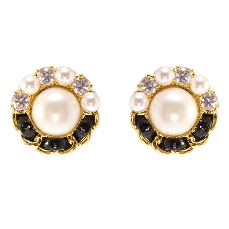 Сережки Xuping QQMM Позолота 14K пусети Перлинні каблучки з фіанітами фото №3