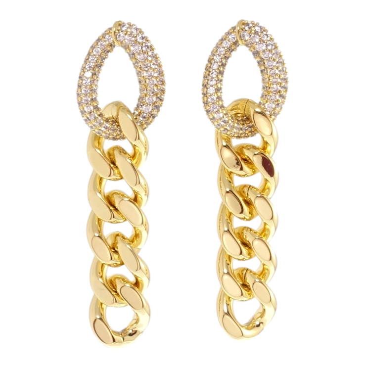 Сережки Xuping QQMM Позолота 14K пусети Ланцюжок з цирконієм на один бік фото №7 Сережки Xuping QQMM Позолота 14K пусети Ланцюжок з цирконієм на один бік фото №7