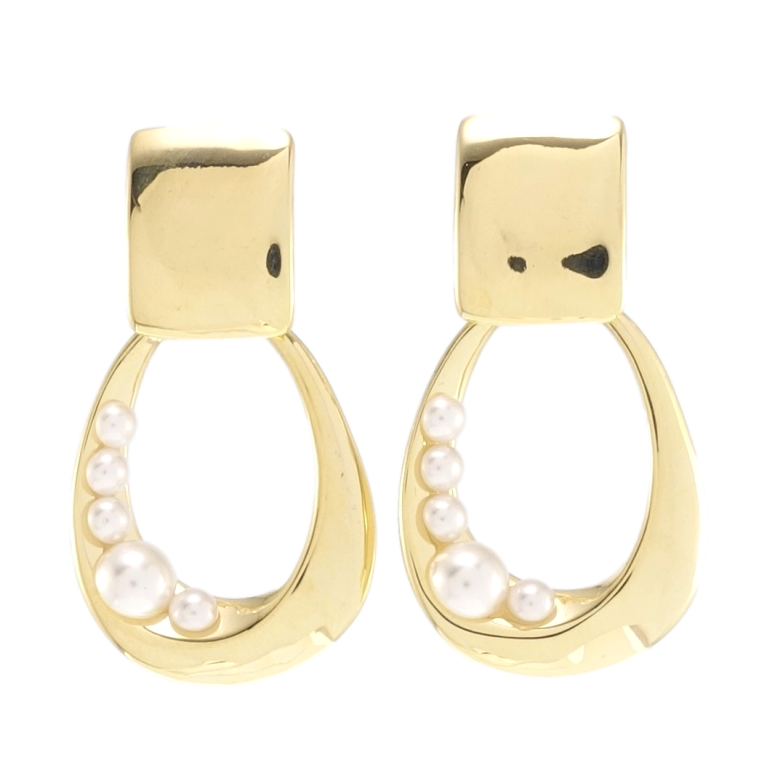 Сережки Xuping QQMM Позолота 14K пусети Петелі з перлинами на один бік фото №3 Сережки Xuping QQMM Позолота 14K пусети Петелі з перлинами на один бік фото №3