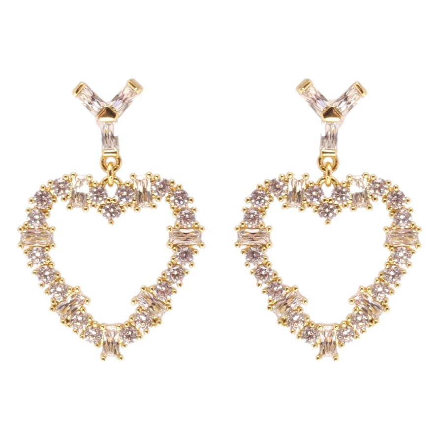 Сережки Xuping QQMM Позолота 14K пусети Серце інкрустація цирконієм фото №1 Сережки Xuping QQMM Позолота 14K пусети Серце інкрустація цирконієм фото №1