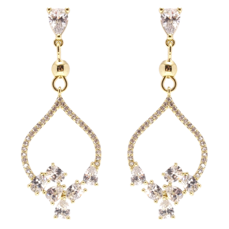 Сережки Xuping QQMM Позолота 14K пусети Підвіски інкрустація цирконієм фото №12