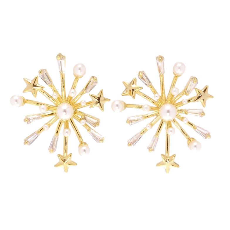 Сережки Xuping QQMM Позолота 14K пусети Феєрверки фото №2 Сережки Xuping QQMM Позолота 14K пусети Феєрверки фото №2