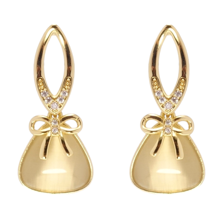Сережки Xuping QQMM Позолота 14K пусети Кристали з бантами фото №2 Сережки Xuping QQMM Позолота 14K пусети Кристали з бантами фото №2