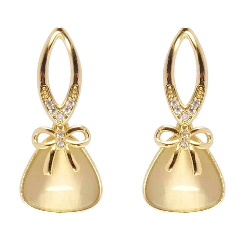 Сережки Xuping QQMM Позолота 14K пусети Кристали з бантами фото №3 Сережки Xuping QQMM Позолота 14K пусети Кристали з бантами фото №3