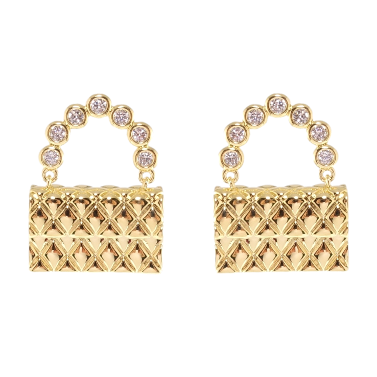 Сережки Xuping QQMM Позолота 14K пусети Сумочки фото №4 Сережки Xuping QQMM Позолота 14K пусети Сумочки фото №4