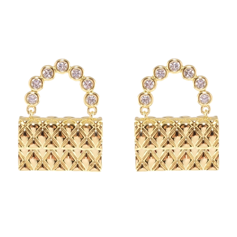 Сережки Xuping QQMM Позолота 14K пусети Сумочки фото №1 Сережки Xuping QQMM Позолота 14K пусети Сумочки фото №1