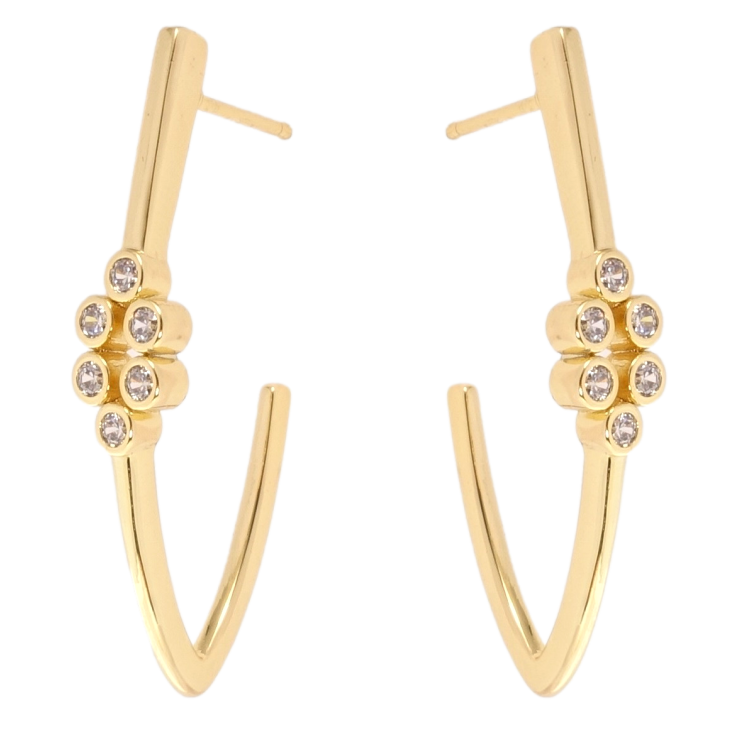 Сережки Xuping QQMM Позолота 14K пусети Скоби з цирконієм фото №14 Сережки Xuping QQMM Позолота 14K пусети Скоби з цирконієм фото №14