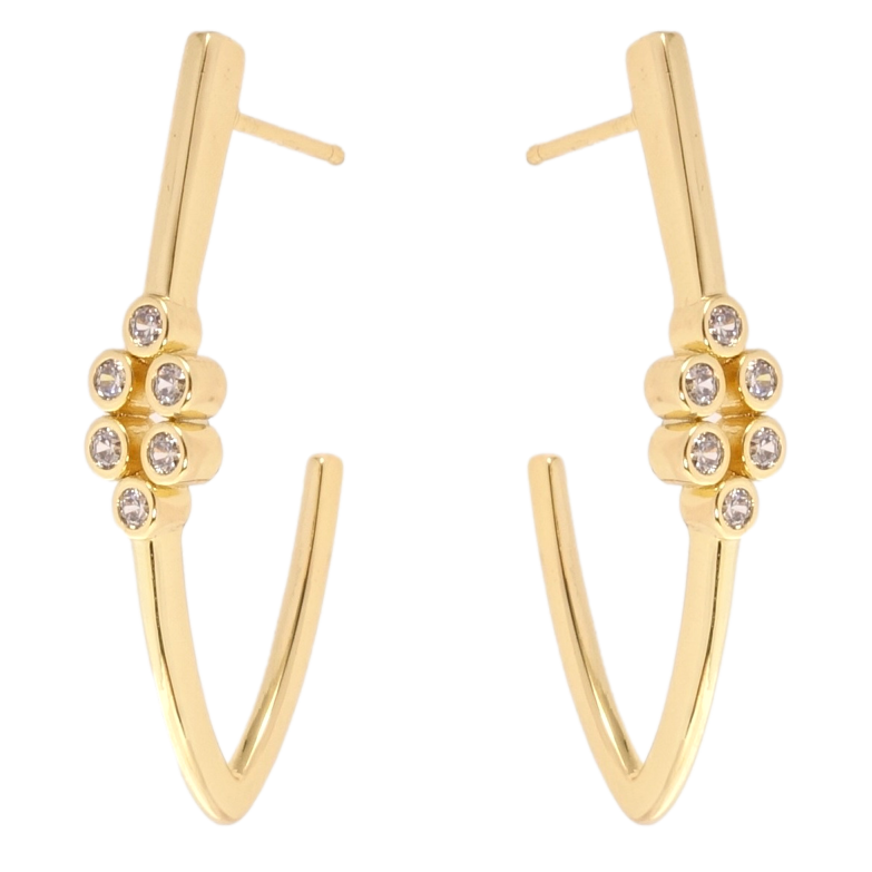 Сережки Xuping QQMM Позолота 14K пусети Скоби з цирконієм фото №5 Сережки Xuping QQMM Позолота 14K пусети Скоби з цирконієм фото №5