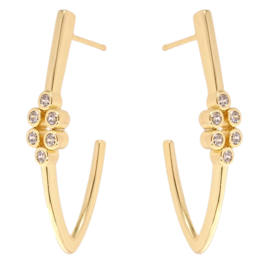 Сережки Xuping QQMM Позолота 14K пусети Скоби з цирконієм фото №1 Сережки Xuping QQMM Позолота 14K пусети Скоби з цирконієм фото №1
