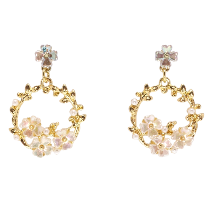 Сережки Xuping QQMM Позолота 14K пусети колечки з перламутровими квіточками фото №14 Сережки Xuping QQMM Позолота 14K пусети колечки з перламутровими квіточками фото №14