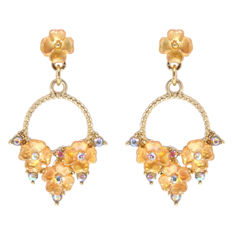 Сережки Xuping QQMM Позолота 14K пусети колечки з перламутровими квіточками фото №15 Сережки Xuping QQMM Позолота 14K пусети колечки з перламутровими квіточками фото №15