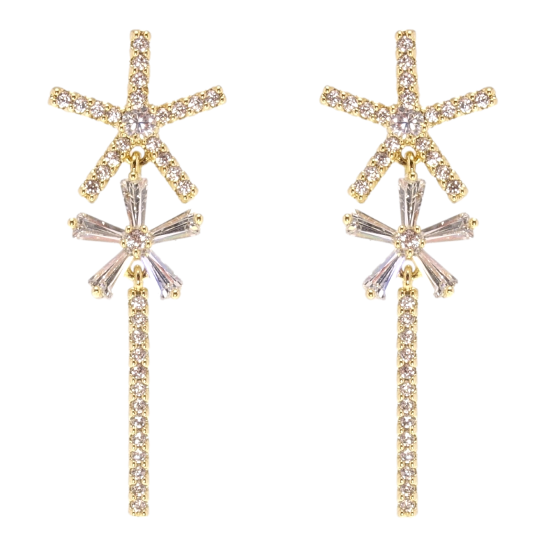 Сережки Xuping QQMM Позолота 14K пусети Зірочки інкрустація цирконієм фото №7