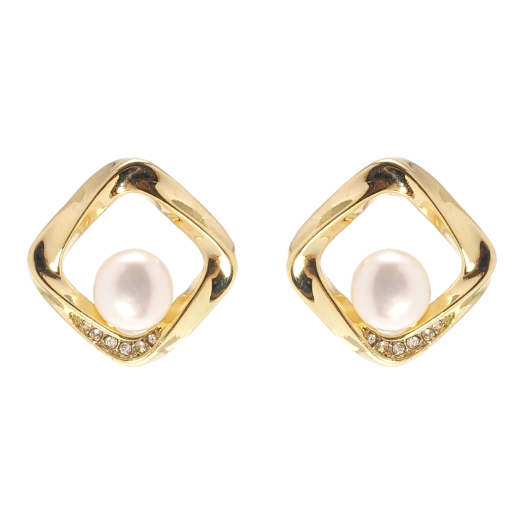 Сережки Xuping QQMM Позолота 14K пусети Ромби з перлинами фото №14 Сережки Xuping QQMM Позолота 14K пусети Ромби з перлинами фото №14