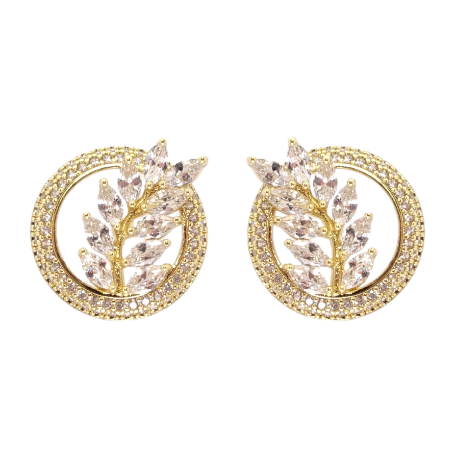 Серьги Xuping QQMM Позолота 14K пусеты Кристальные веточки фото №1