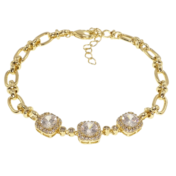 Браслет Xuping QQMM Позолота 14K Три кристали довжина з дод.ланцюжком 16-18,5см х 3-5мм фото №11