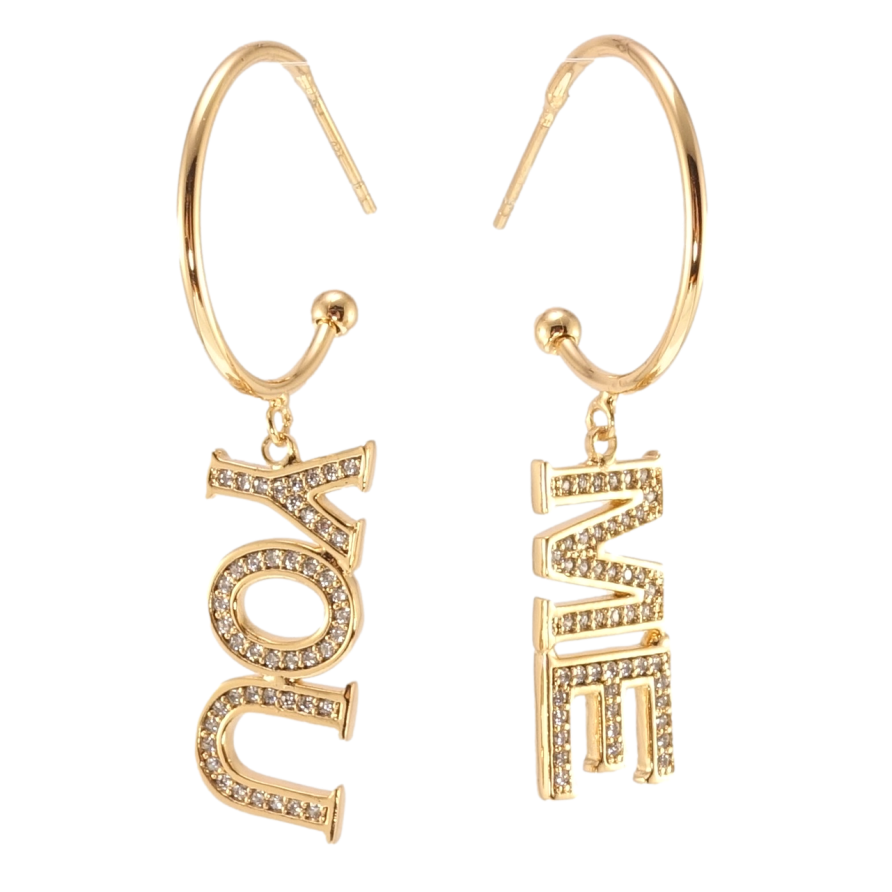 Серьги Xuping QQMM Позолота 18K пусеты You me фото №1 Серьги Xuping QQMM Позолота 18K пусеты You me фото №1