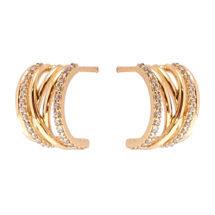 Серьги Xuping QQMM Позолота 18K пусеты Дуги инкрустация цирконием фото №4