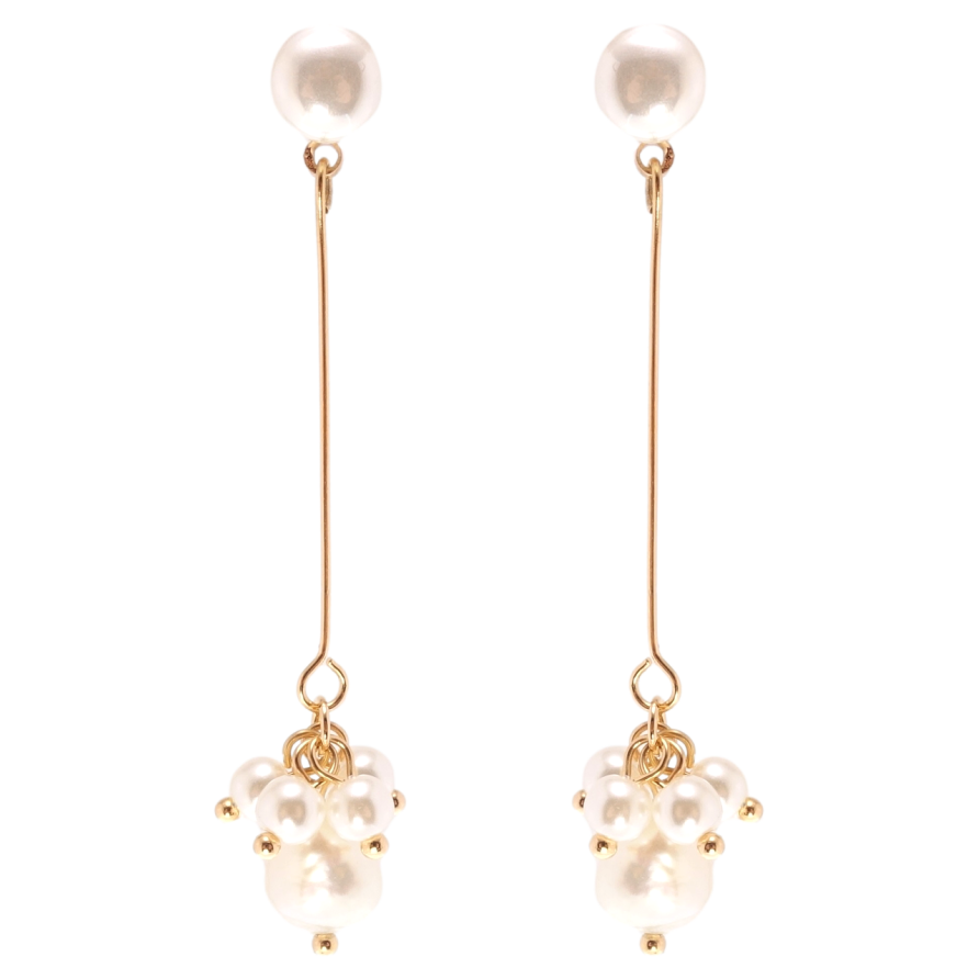 Серьги Xuping QQMM Позолота 18K пусеты Гроздья жемчуга фото №1 Серьги Xuping QQMM Позолота 18K пусеты Гроздья жемчуга фото №1