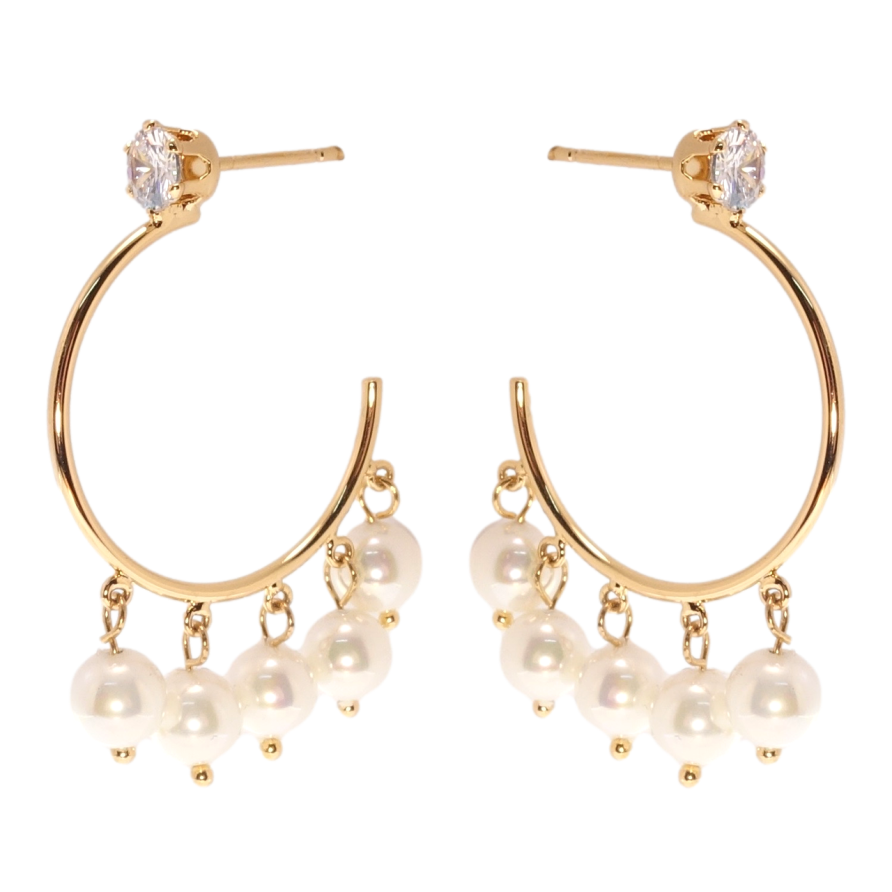 Серьги Xuping QQMM Позолота 18K пусеты Кольца с жемчужными подвесками фото №1 Серьги Xuping QQMM Позолота 18K пусеты Кольца с жемчужными подвесками фото №1