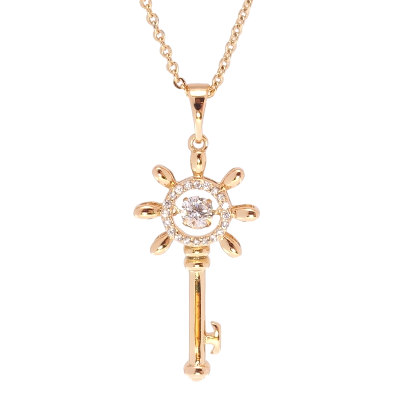 Подвеска на цепочке Xuping QQMM Позолота 18K Ключик с Танцующим кристаллом длинна 41,5-47мм х 1мм фото №2