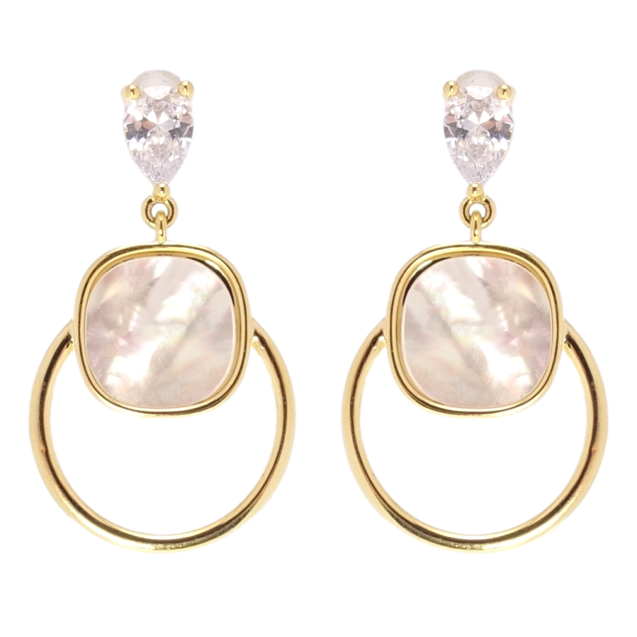 Серьги Xuping JEAN GOUJON Позолота 14K пусеты Кольца с перламутровыми фото №1