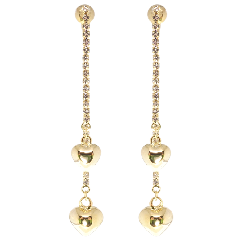 Сережки Xuping JEAN GOUJON Позолота 14K пусети Сердечки на кришталевих ланцюжках фото №23