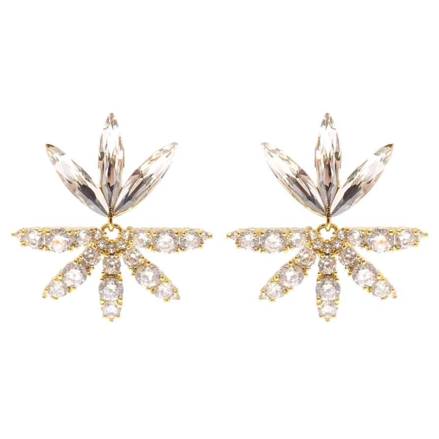 Сережки Xuping JEAN GOUJON Позолота 14K пусети Кристальні квіточки фото №1