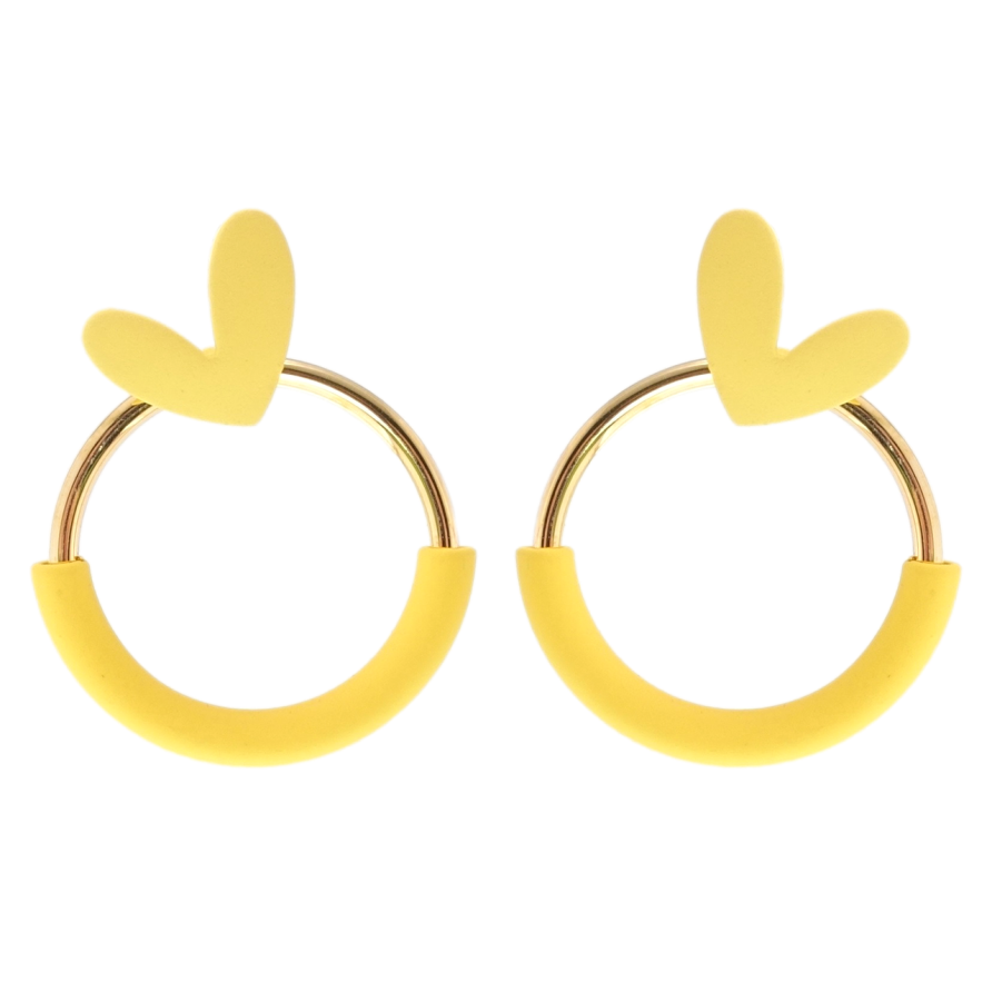 Сережки Xuping JEAN GOUJON Позолота 14K пусети колечки з сердечками покриття Soft фото №1