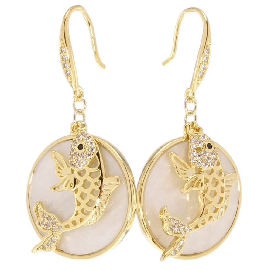 Серьги Xuping JEAN GOUJON Позолота 14K французский замок Рыбки на одну сторону фото №1
