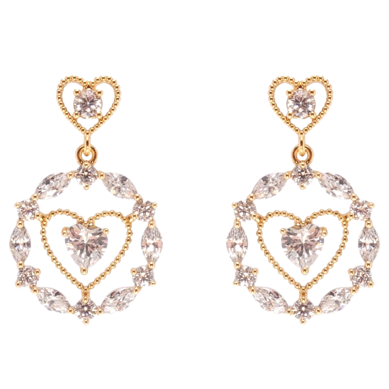 Серьги Xuping JEAN GOUJON Позолота 18K пусеты Подвески сердечки с цирконием фото №2