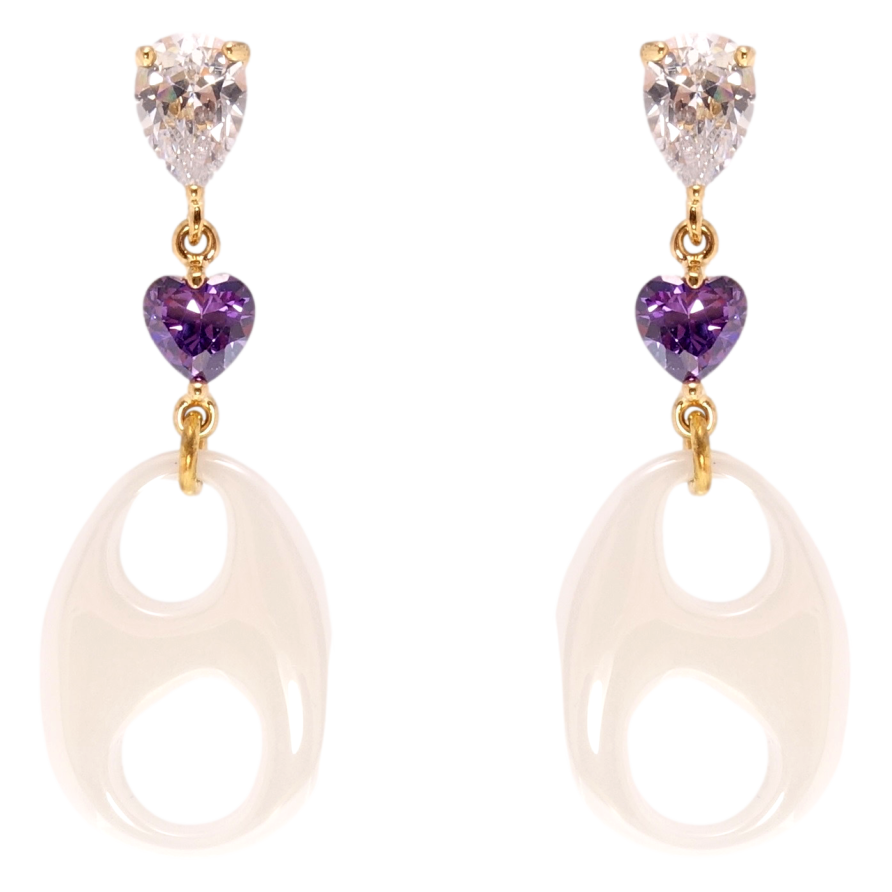 Серьги Xuping Позолота 18K пусеты Подвески из белой керамики с фианитами фото №1 Серьги Xuping Позолота 18K пусеты Подвески из белой керамики с фианитами фото №1