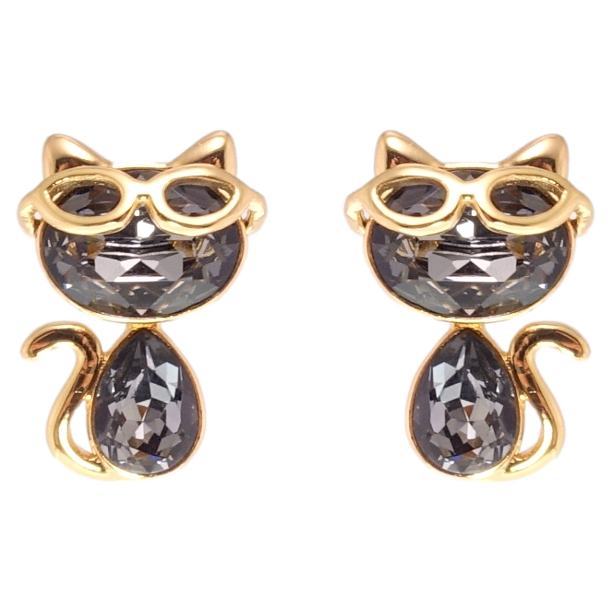 Серьги Xuping цвет 18K с кристаллами Swarovski пусеты Кошки с кристаллами Graphite фото №1 Серьги Xuping цвет 18K с кристаллами Swarovski пусеты Кошки с кристаллами Graphite фото №1