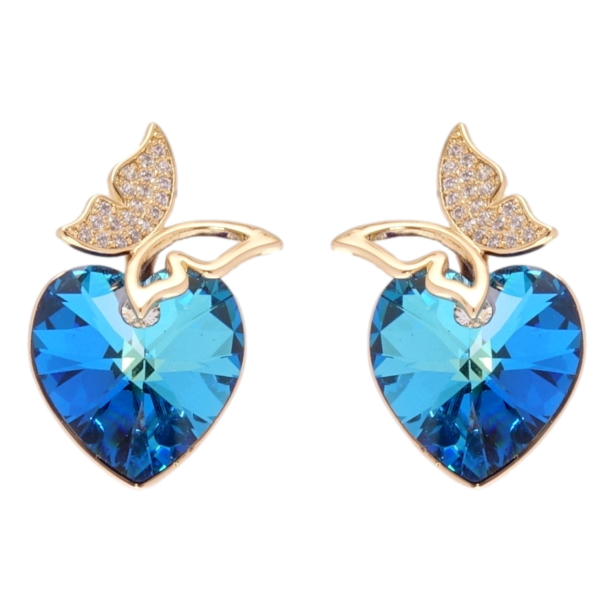 Сережки Xuping колір 18K з кристалами Swarovski пусети Метелики з кристалами Capri Blue фото №1 Сережки Xuping колір 18K з кристалами Swarovski пусети Метелики з кристалами Capri Blue фото №1