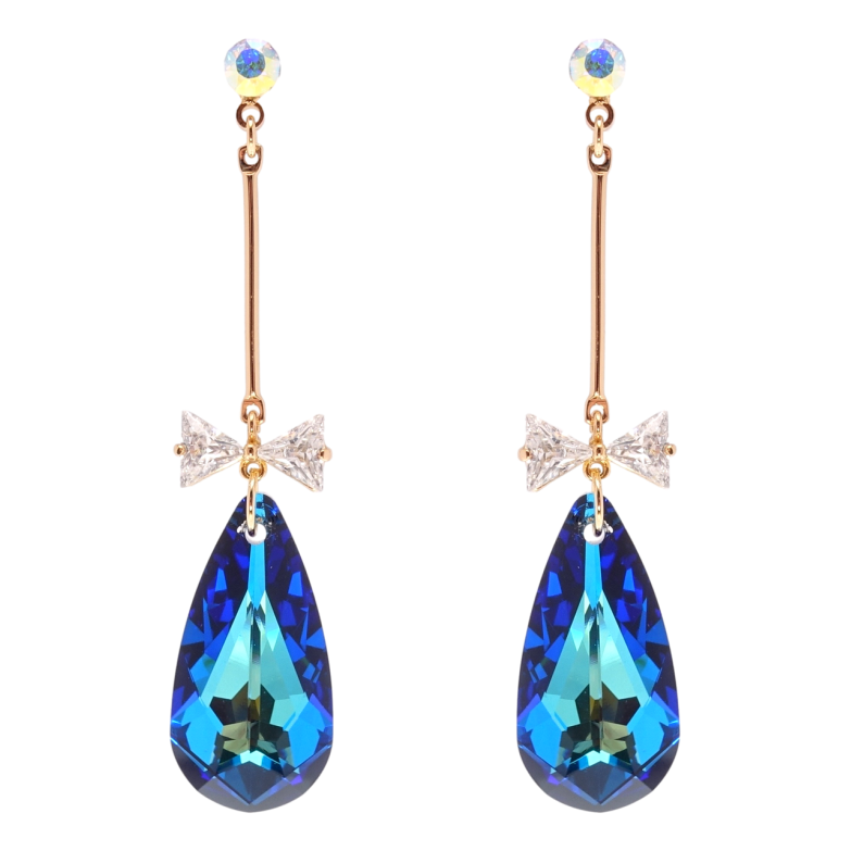 Сережки Xuping колір 18K з кристалами Swarovski пусети Підвіски з кристалами Bermuda Blue фото №1