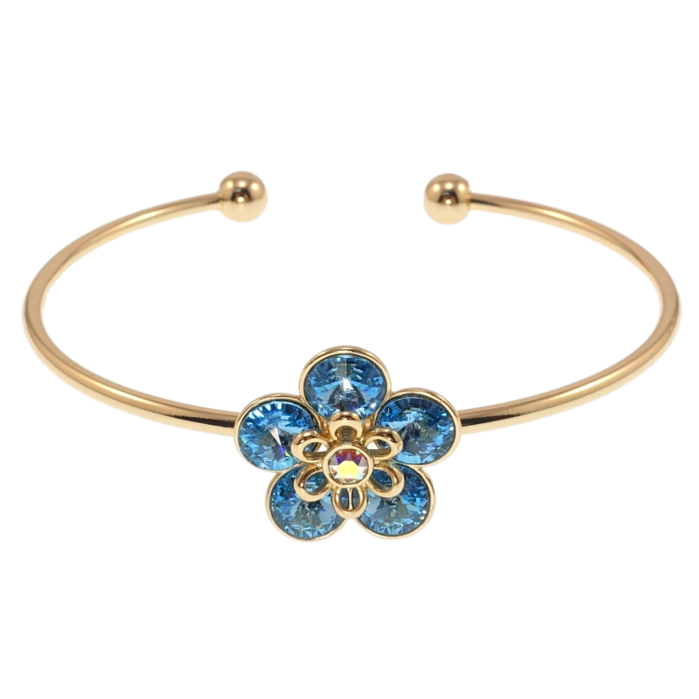 Браслет Xuping колір 18K з кр-ми Swarovski Кристальна квітка Aquamarine ø 6см фото №16